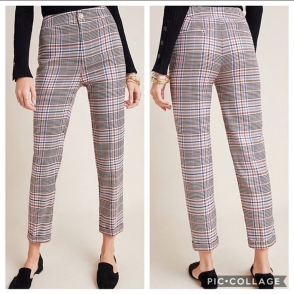 Anthropologie malcom plaid tapered pant w/cuff - Picture 2 of 9